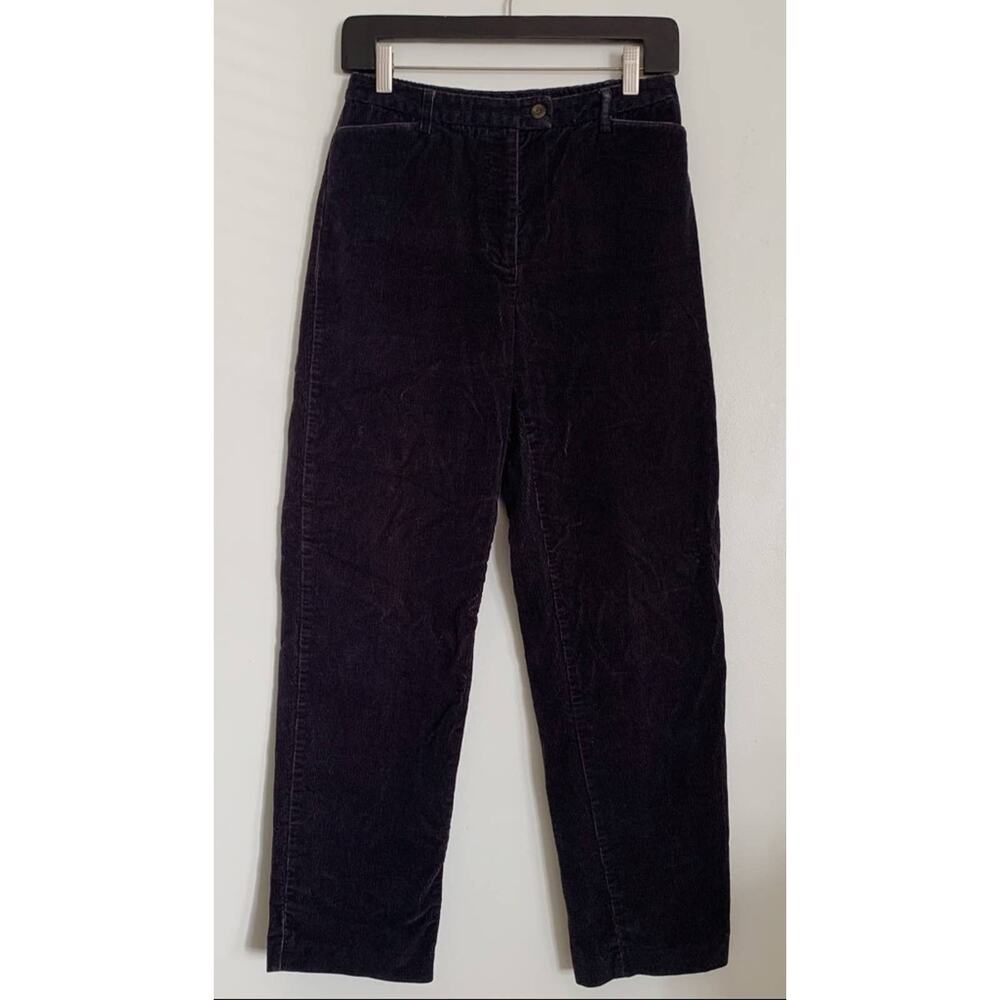 Navy Vintage Charter Club Petite Corduroy High Waisted Straight Leg Pants 4P